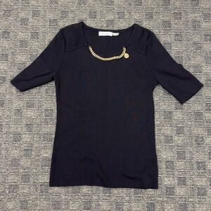 Calvin Klein Black Top with Gold Chain Detail